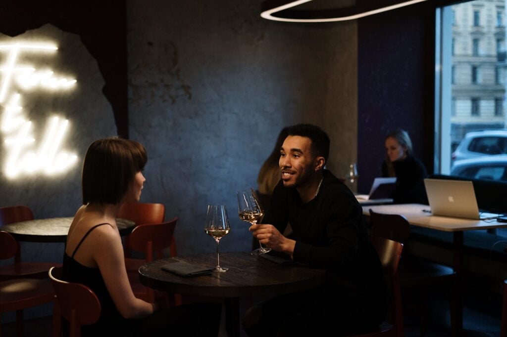 Couple doing conversation on date